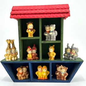 Vintage Noah's Ark Miniature Figurines Nursery Shelf Decor Anne Geddes
